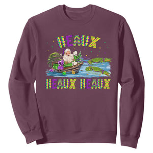 Funny Christmas Cajun Louisiana Sweatshirt Heaux Heaux Heaux Santa Alligator TS11 Maroon Print Your Wear