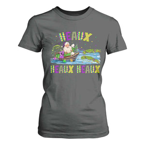 Funny Christmas Cajun Louisiana T Shirt For Women Heaux Heaux Heaux Santa Alligator TS11 Dark Heather Print Your Wear