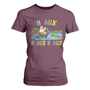 Funny Christmas Cajun Louisiana T Shirt For Women Heaux Heaux Heaux Santa Alligator TS11 Maroon Print Your Wear