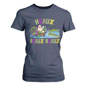 Funny Christmas Cajun Louisiana T Shirt For Women Heaux Heaux Heaux Santa Alligator TS11 Navy Print Your Wear