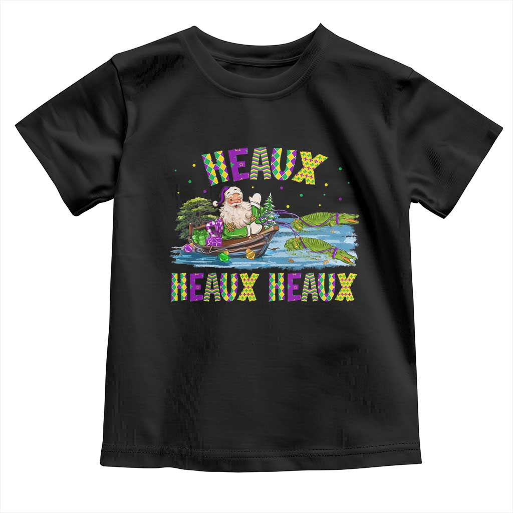 Funny Christmas Cajun Louisiana Toddler T Shirt Heaux Heaux Heaux Santa Alligator TS11 Black Print Your Wear