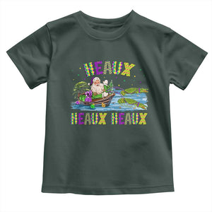 Funny Christmas Cajun Louisiana Toddler T Shirt Heaux Heaux Heaux Santa Alligator TS11 Dark Forest Green Print Your Wear