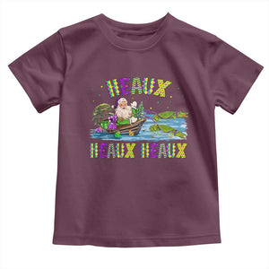 Funny Christmas Cajun Louisiana Toddler T Shirt Heaux Heaux Heaux Santa Alligator TS11 Maroon Print Your Wear