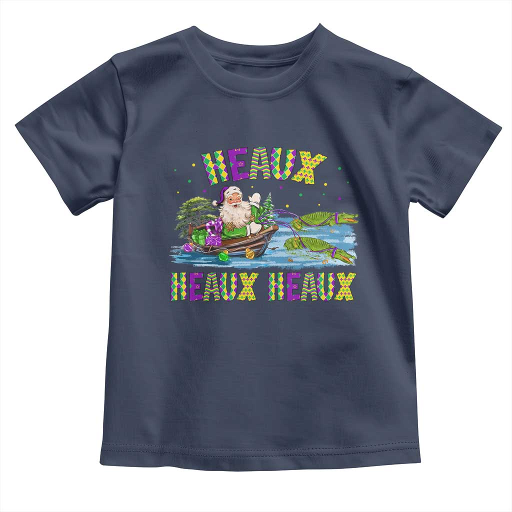 Funny Christmas Cajun Louisiana Toddler T Shirt Heaux Heaux Heaux Santa Alligator TS11 Navy Print Your Wear