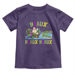 Funny Christmas Cajun Louisiana Toddler T Shirt Heaux Heaux Heaux Santa Alligator TS11 Purple Print Your Wear