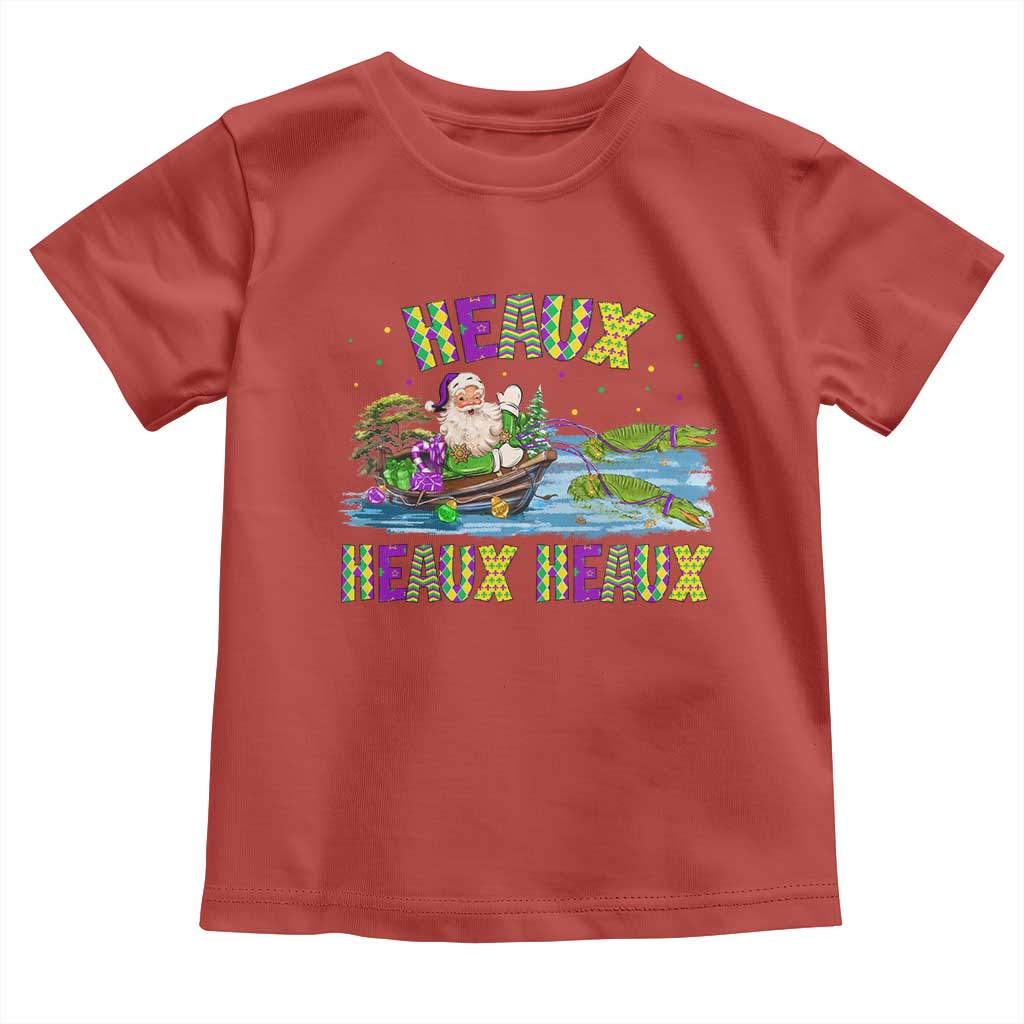 Funny Christmas Cajun Louisiana Toddler T Shirt Heaux Heaux Heaux Santa Alligator TS11 Red Print Your Wear