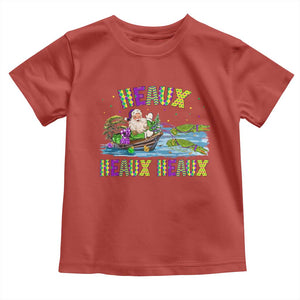 Funny Christmas Cajun Louisiana Toddler T Shirt Heaux Heaux Heaux Santa Alligator TS11 Red Print Your Wear
