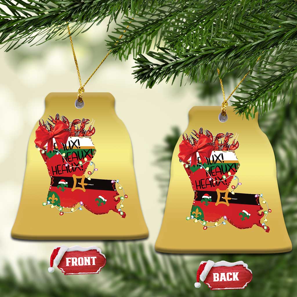 Funny Xmas Cajun Christmas Ornament Triple Heaux Santa Louisiana Map Crawfish TS11 Bell Flake Gold Print Your Wear
