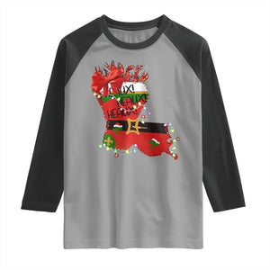 Funny Christmas Cajun Raglan Shirt Triple Heaux Santa Louisiana Map Crawfish TS11 Sport Gray Black Print Your Wear