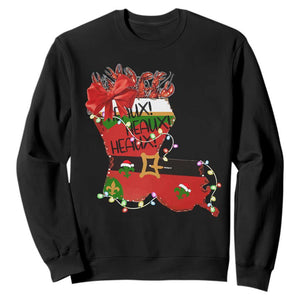 Funny Christmas Cajun Sweatshirt Triple Heaux Santa Louisiana Map Crawfish TS11 Black Print Your Wear