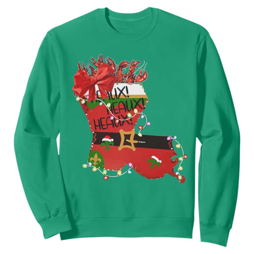 Funny Christmas Cajun Sweatshirt Triple Heaux Santa Louisiana Map Crawfish TS11 Irish Green Print Your Wear