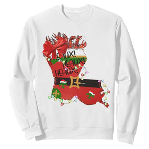 Funny Christmas Cajun Sweatshirt Triple Heaux Santa Louisiana Map Crawfish TS11 White Print Your Wear
