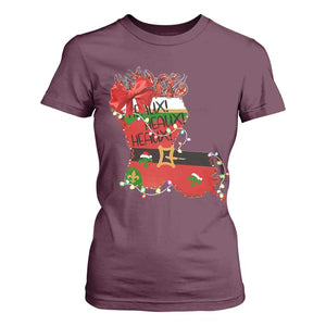 Funny Christmas Cajun T Shirt For Women Triple Heaux Santa Louisiana Map Crawfish TS11 Maroon Print Your Wear
