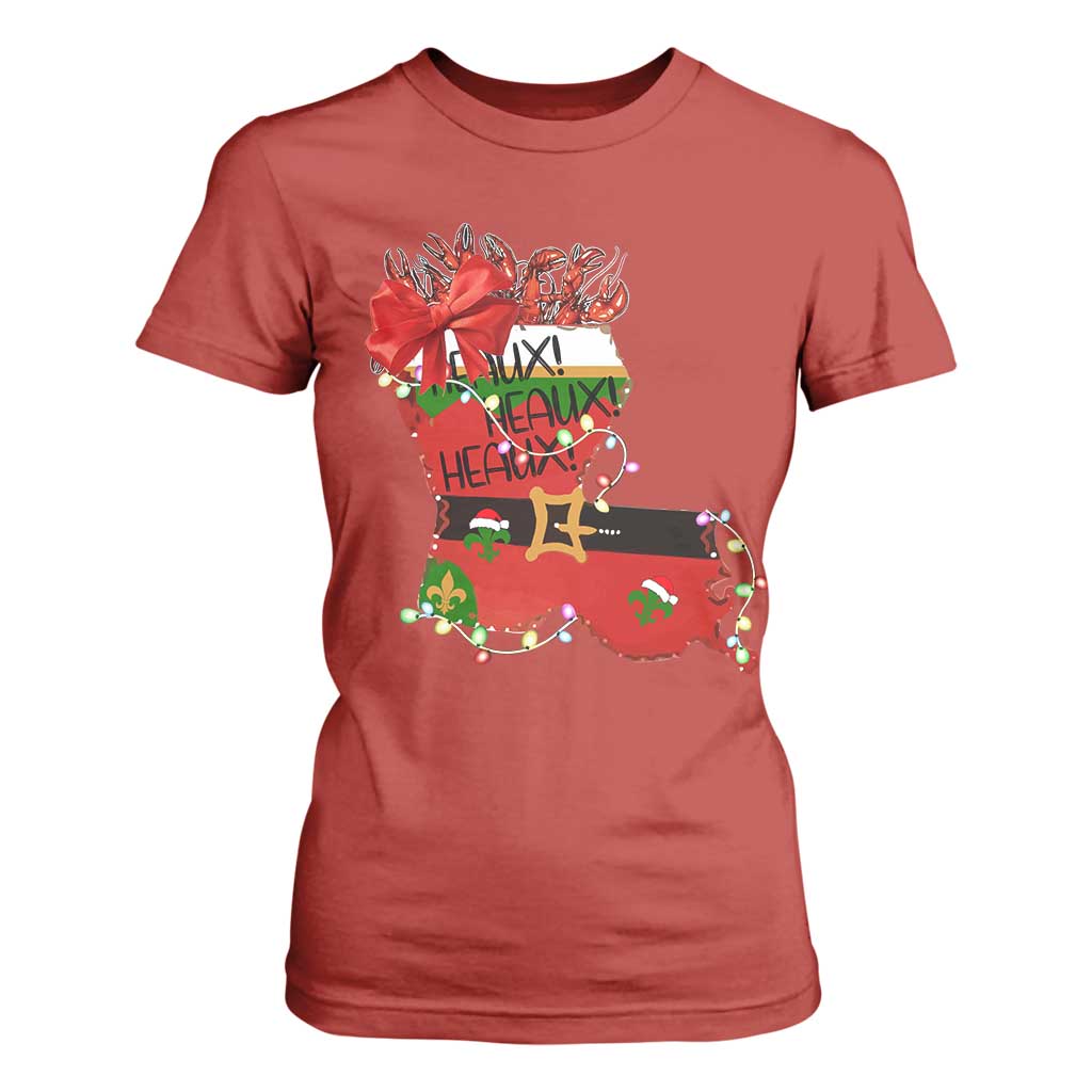 Funny Christmas Cajun T Shirt For Women Triple Heaux Santa Louisiana Map Crawfish TS11 Red Print Your Wear