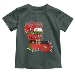 Funny Christmas Cajun Toddler T Shirt Triple Heaux Santa Louisiana Map Crawfish TS11 Dark Forest Green Print Your Wear