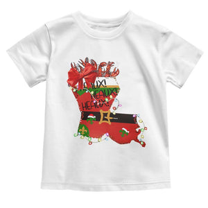 Funny Christmas Cajun Toddler T Shirt Triple Heaux Santa Louisiana Map Crawfish TS11 White Print Your Wear