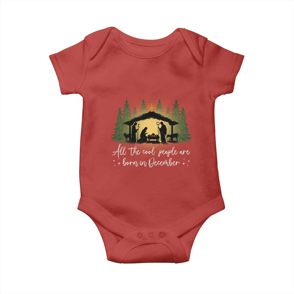 Christmas December Birthday Baby Onesie All The Cool People Are Born In December Christian Xmas TS11 Red Print Your Wear