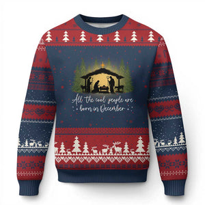 Christmas December Birthday Ugly Christmas Sweater All The Cool People Are Born In December Christian Xmas TS11 Navy Red Print Your Wear