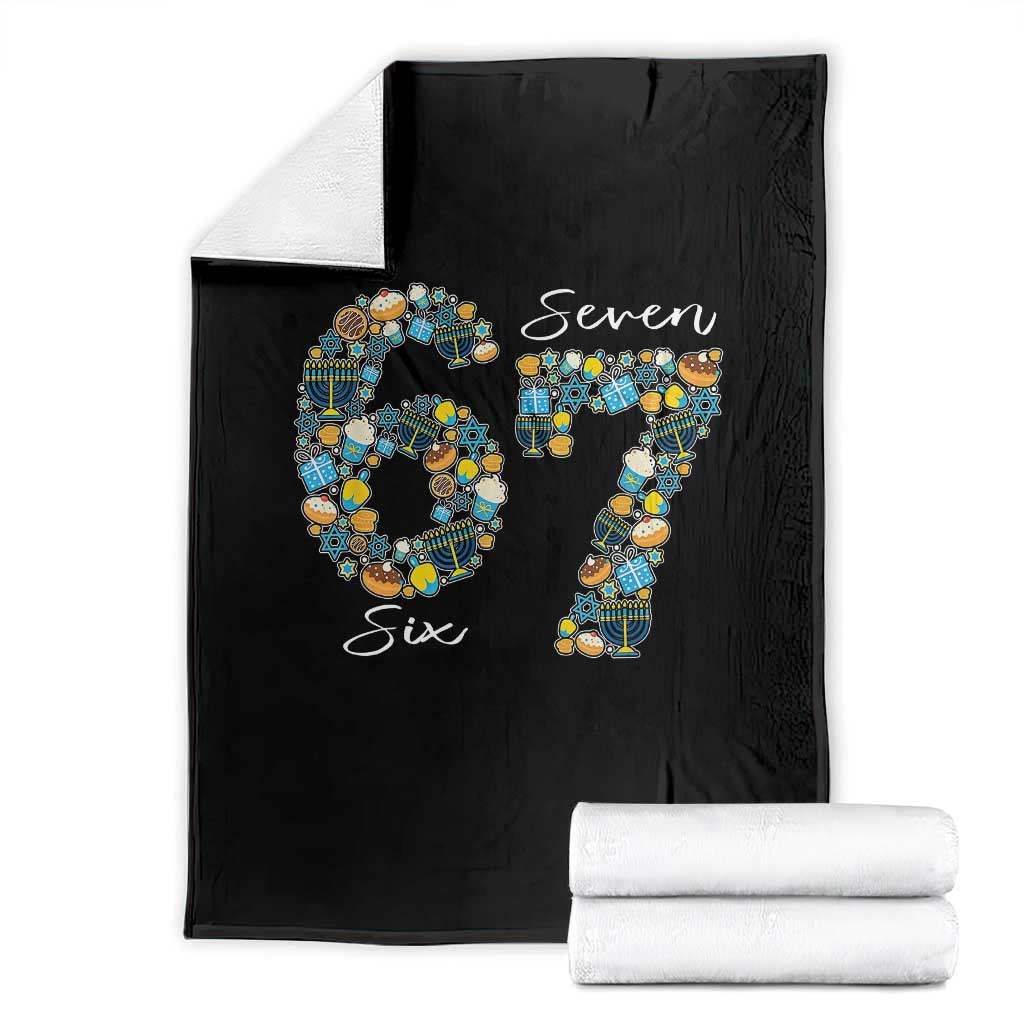 Funny Hanukkah 67 Throw Blanket Six Seven Meme Chanukah Dreidel Gelt Star Of David TS11 Black Print Your Wear