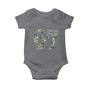 Funny Hanukkah 67 Baby Onesie Six Seven Meme Chanukah Dreidel Gelt Star Of David TS11 Charcoal Print Your Wear