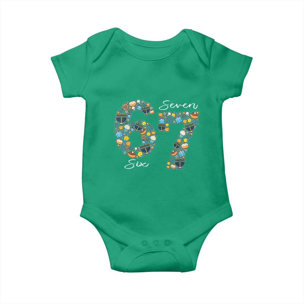 Funny Hanukkah 67 Baby Onesie Six Seven Meme Chanukah Dreidel Gelt Star Of David TS11 Irish Green Print Your Wear