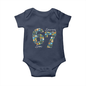 Funny Hanukkah 67 Baby Onesie Six Seven Meme Chanukah Dreidel Gelt Star Of David TS11 Navy Print Your Wear