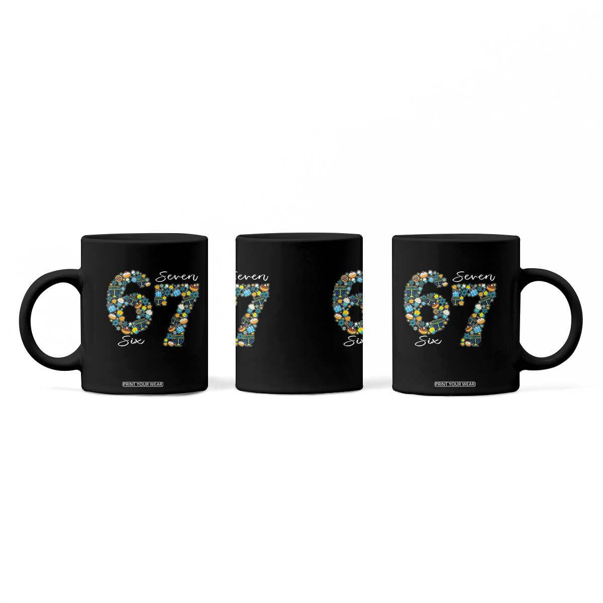 Funny Hanukkah 67 Coffee Mug Six Seven Meme Chanukah Dreidel Gelt Star Of David TS11 Print Your Wear