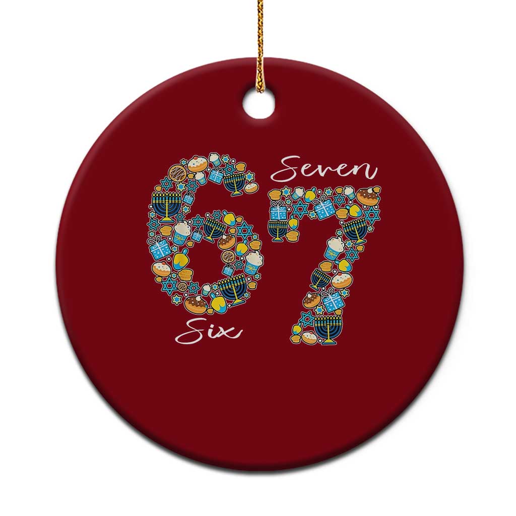 Funny Hanukkah 67 Ceramic Ornament Six Seven Meme Chanukah Dreidel Gelt Star Of David TS11 1pc Red Print Your Wear