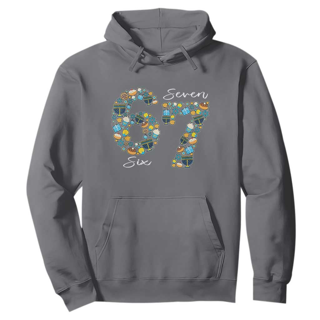 Funny Hanukkah 67 Hoodie Six Seven Meme Chanukah Dreidel Gelt Star Of David TS11 Charcoal Print Your Wear