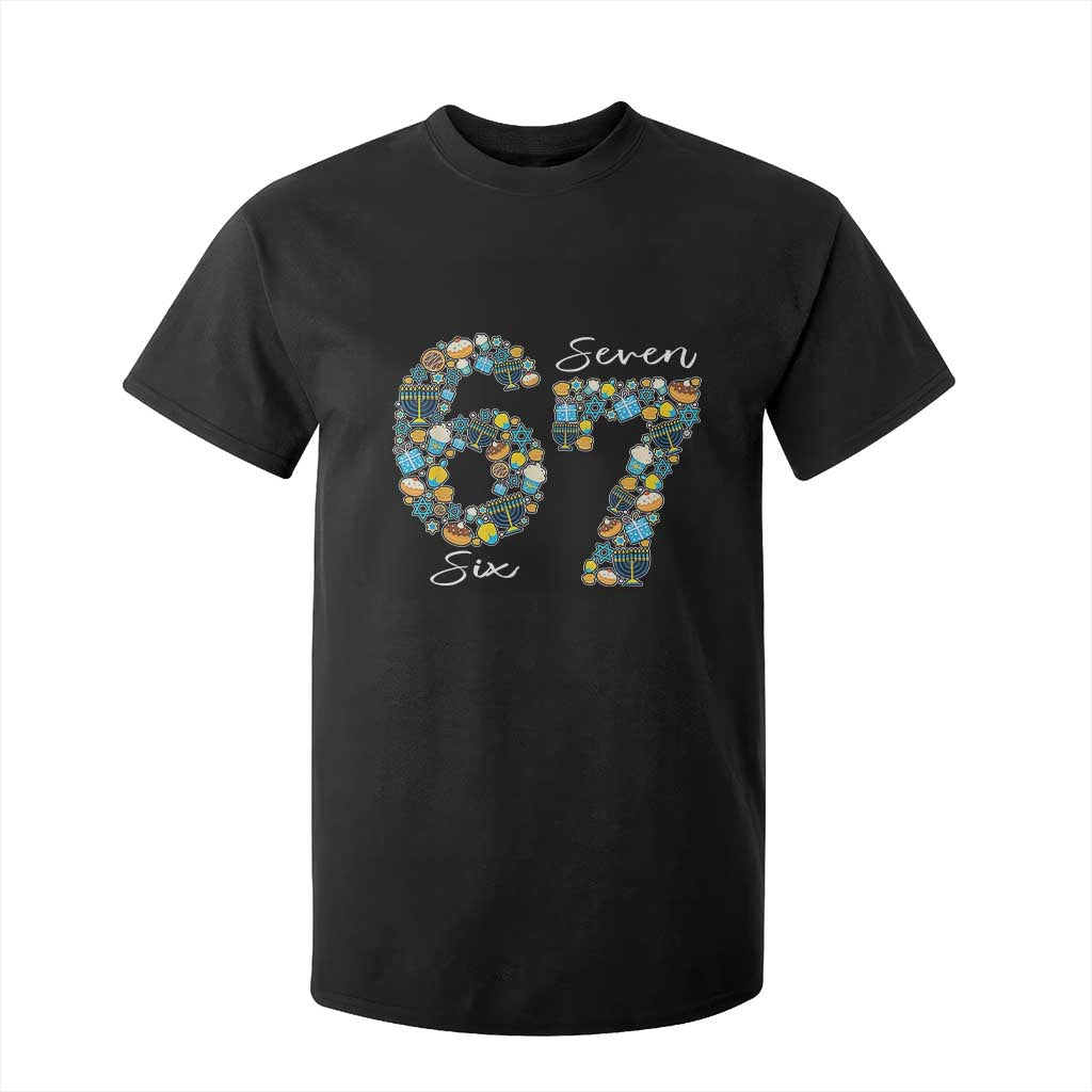 Funny Hanukkah 67 T Shirt For Kid Six Seven Meme Chanukah Dreidel Gelt Star Of David TS11 Black Print Your Wear