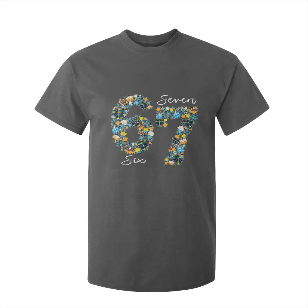 Funny Hanukkah 67 T Shirt For Kid Six Seven Meme Chanukah Dreidel Gelt Star Of David TS11 Dark Heather Print Your Wear