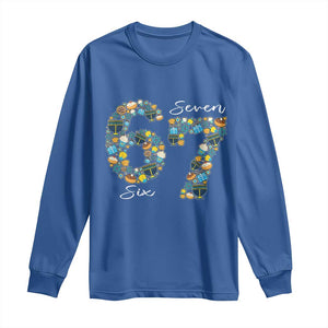 Funny Hanukkah 67 Long Sleeve Shirt Six Seven Meme Chanukah Dreidel Gelt Star Of David TS11 Royal Blue Print Your Wear
