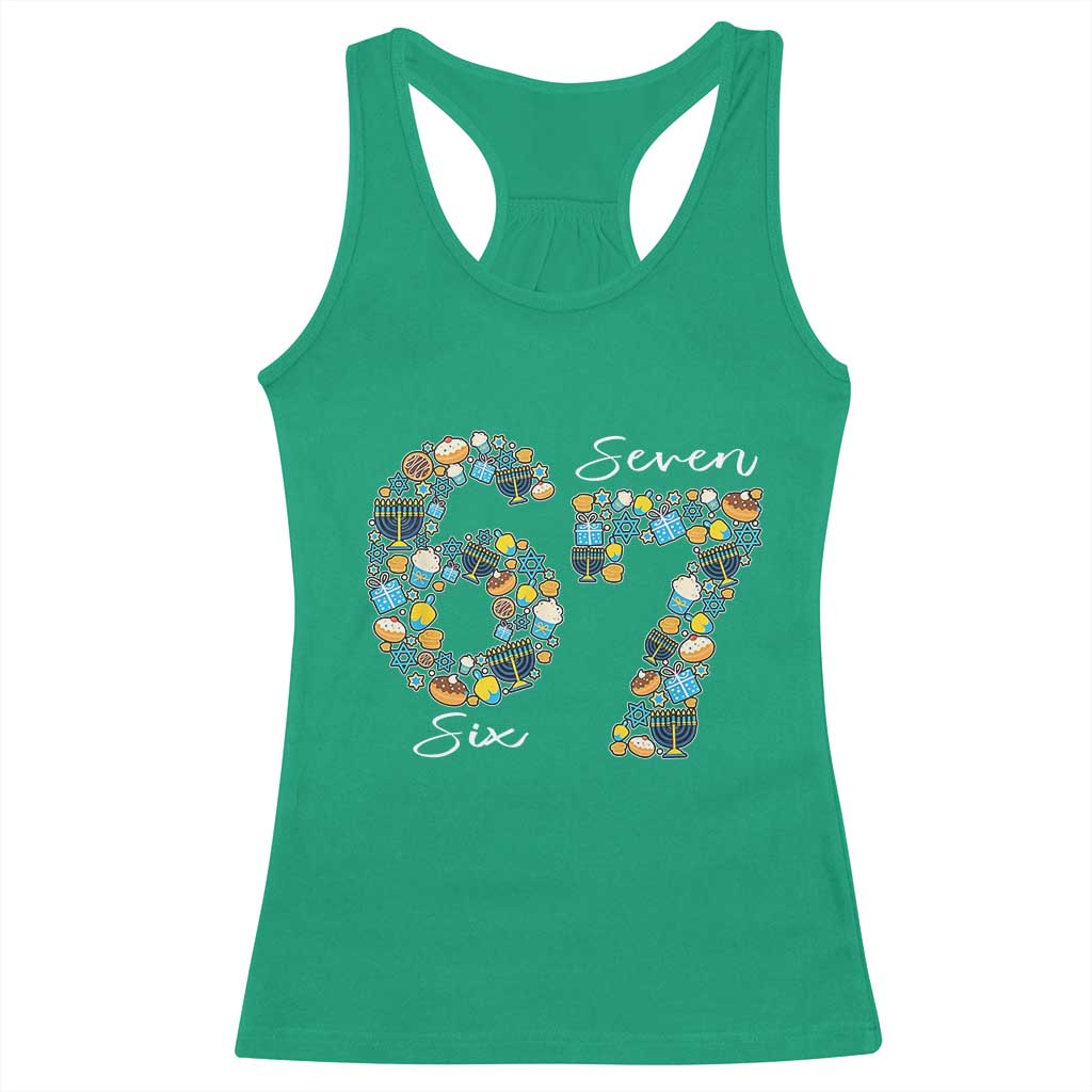 Funny Hanukkah 67 Racerback Tank Top Six Seven Meme Chanukah Dreidel Gelt Star Of David TS11 Irish Green Print Your Wear