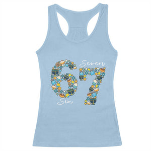 Funny Hanukkah 67 Racerback Tank Top Six Seven Meme Chanukah Dreidel Gelt Star Of David TS11 Light Blue Print Your Wear