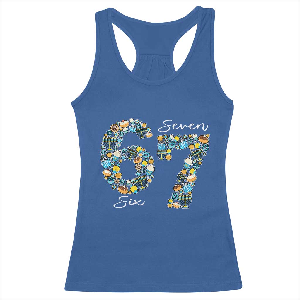Funny Hanukkah 67 Racerback Tank Top Six Seven Meme Chanukah Dreidel Gelt Star Of David TS11 Royal Blue Print Your Wear