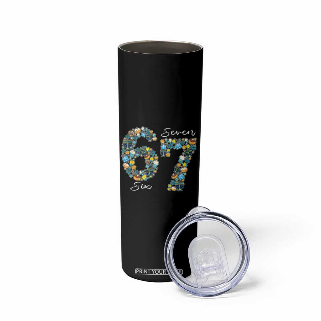 Funny Hanukkah 67 Skinny Tumbler Six Seven Meme Chanukah Dreidel Gelt Star Of David TS11 Print Your Wear