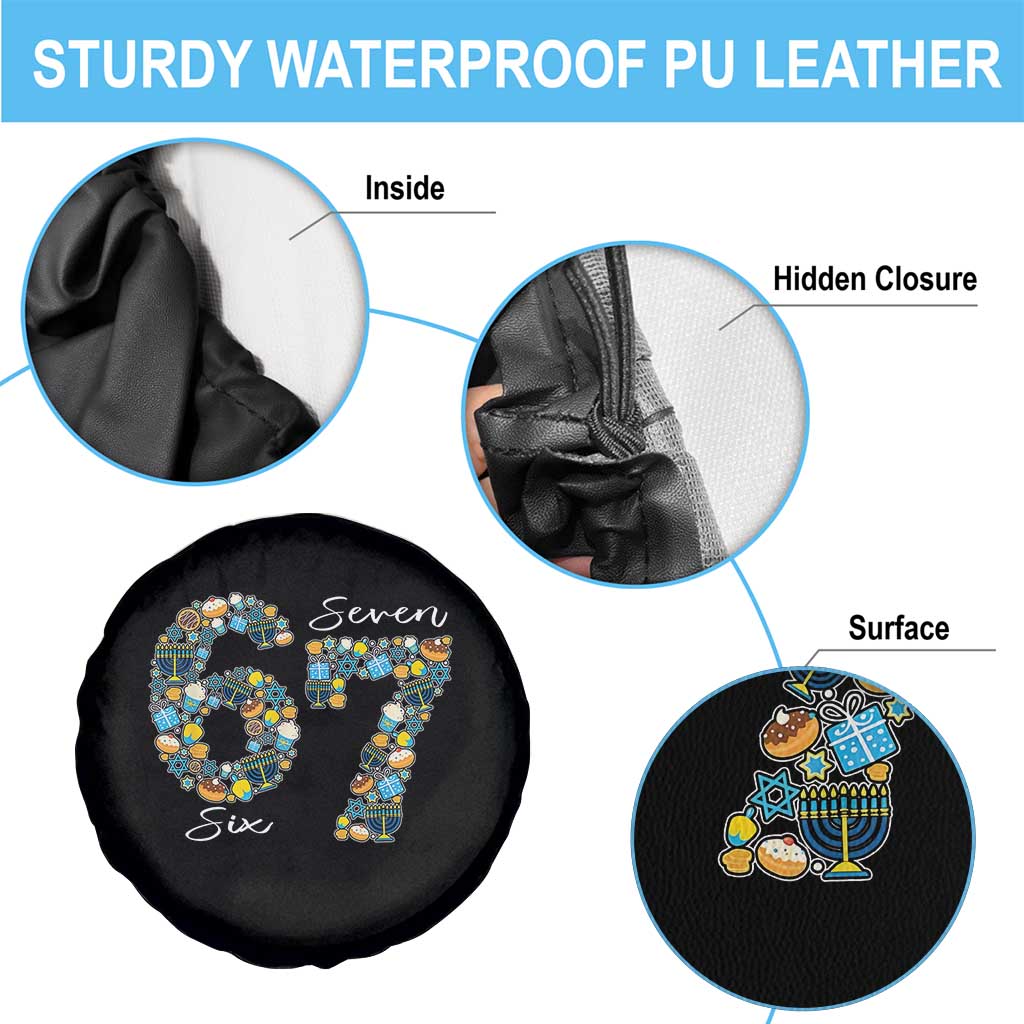 Funny Hanukkah 67 Spare Tire Cover Six Seven Meme Chanukah Dreidel Gelt Star Of David TS11 Print Your Wear