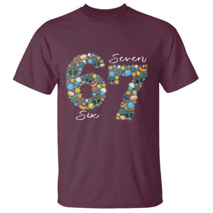 Funny Hanukkah 67 T Shirt Six Seven Meme Chanukah Dreidel Gelt Star Of David TS11 Maroon Print Your Wear