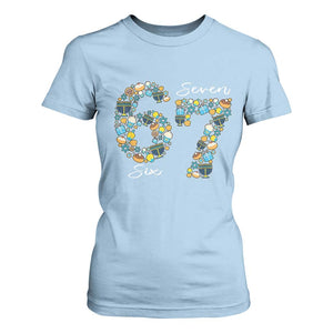 Funny Hanukkah 67 T Shirt For Women Six Seven Meme Chanukah Dreidel Gelt Star Of David TS11 Light Blue Print Your Wear