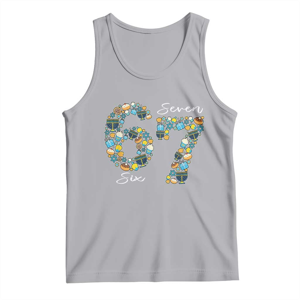 Funny Hanukkah 67 Tank Top Six Seven Meme Chanukah Dreidel Gelt Star Of David TS11 Athletic Heather Print Your Wear