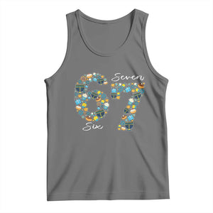 Funny Hanukkah 67 Tank Top Six Seven Meme Chanukah Dreidel Gelt Star Of David TS11 Black Heather Print Your Wear