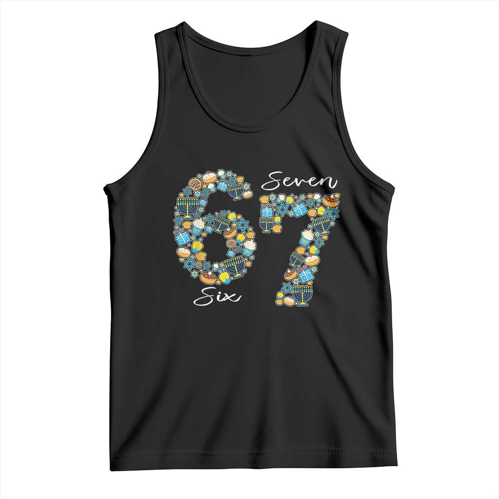 Funny Hanukkah 67 Tank Top Six Seven Meme Chanukah Dreidel Gelt Star Of David TS11 Black Print Your Wear