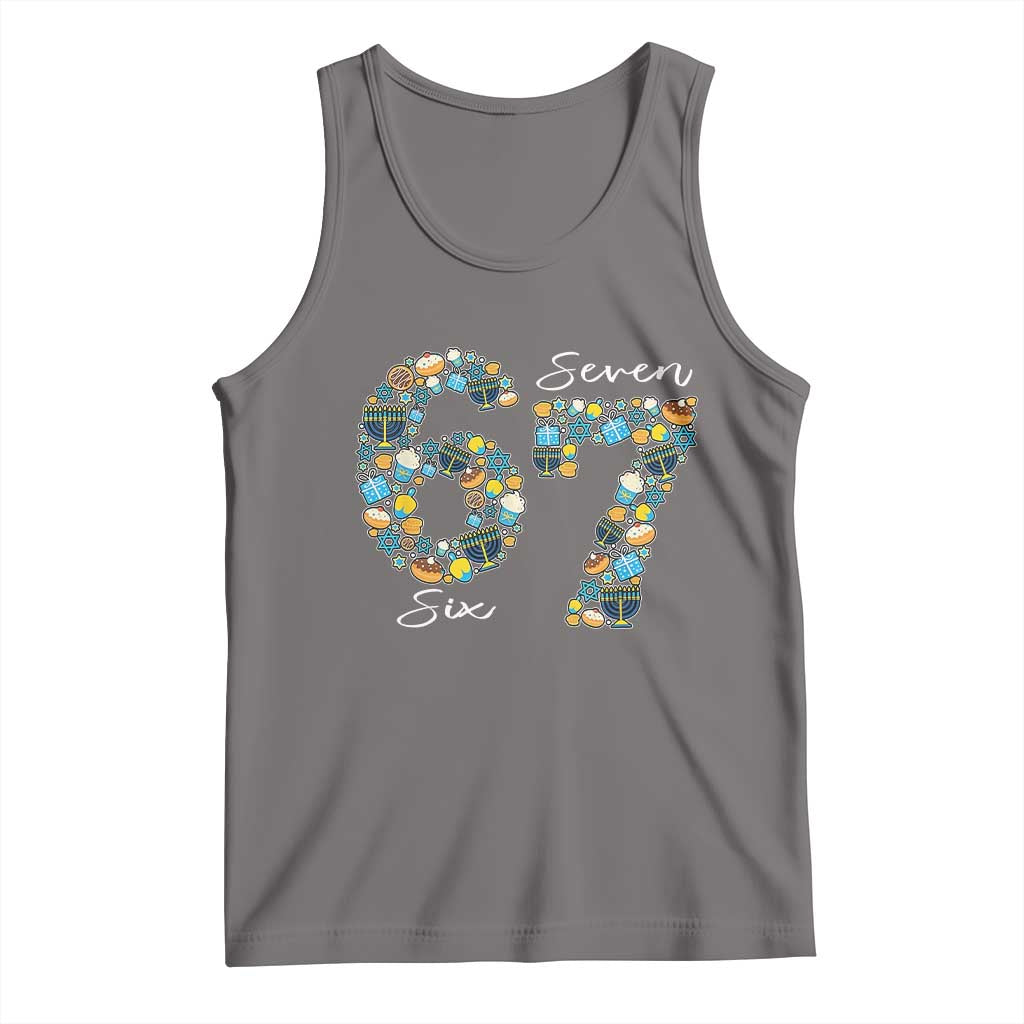 Funny Hanukkah 67 Tank Top Six Seven Meme Chanukah Dreidel Gelt Star Of David TS11 Deep Heather Print Your Wear