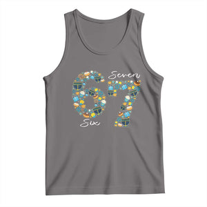 Funny Hanukkah 67 Tank Top Six Seven Meme Chanukah Dreidel Gelt Star Of David TS11 Deep Heather Print Your Wear