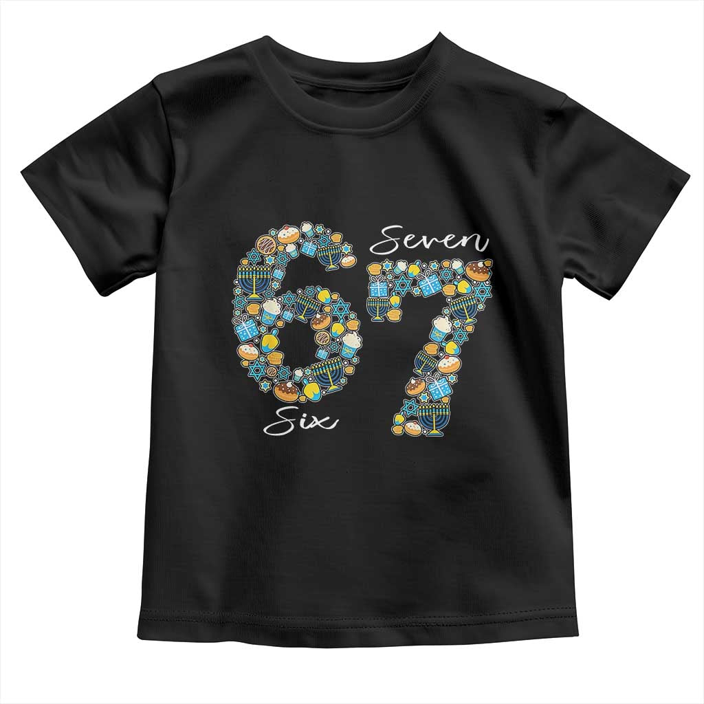 Funny Hanukkah 67 Toddler T Shirt Six Seven Meme Chanukah Dreidel Gelt Star Of David TS11 Black Print Your Wear