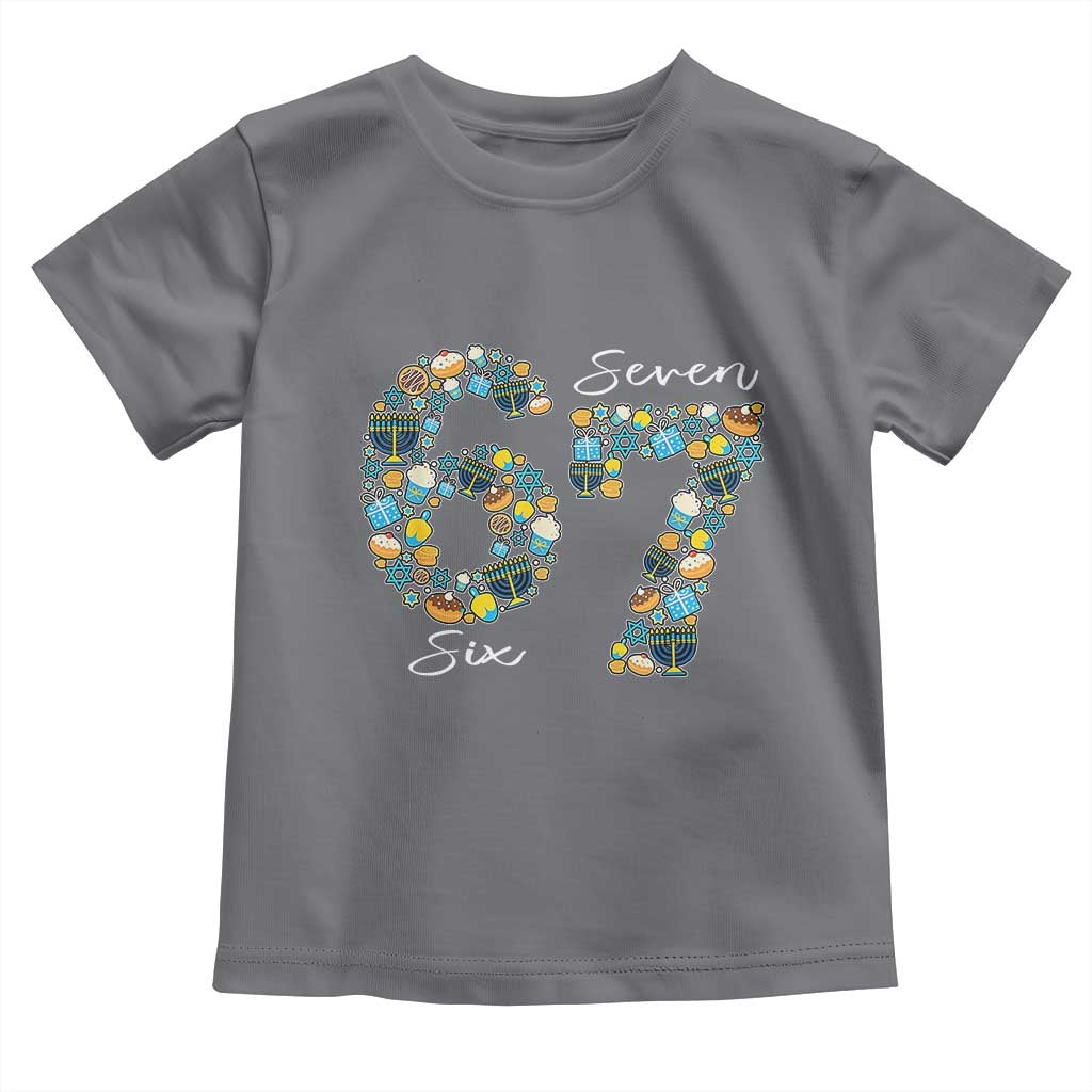 Funny Hanukkah 67 Toddler T Shirt Six Seven Meme Chanukah Dreidel Gelt Star Of David TS11 Charcoal Print Your Wear