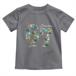 Funny Hanukkah 67 Toddler T Shirt Six Seven Meme Chanukah Dreidel Gelt Star Of David TS11 Charcoal Print Your Wear