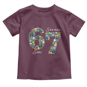 Funny Hanukkah 67 Toddler T Shirt Six Seven Meme Chanukah Dreidel Gelt Star Of David TS11 Maroon Print Your Wear