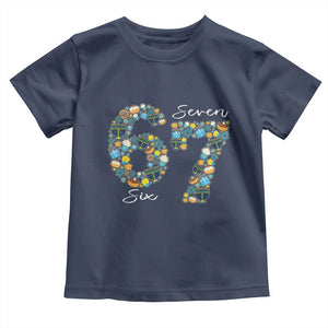 Funny Hanukkah 67 Toddler T Shirt Six Seven Meme Chanukah Dreidel Gelt Star Of David TS11 Navy Print Your Wear