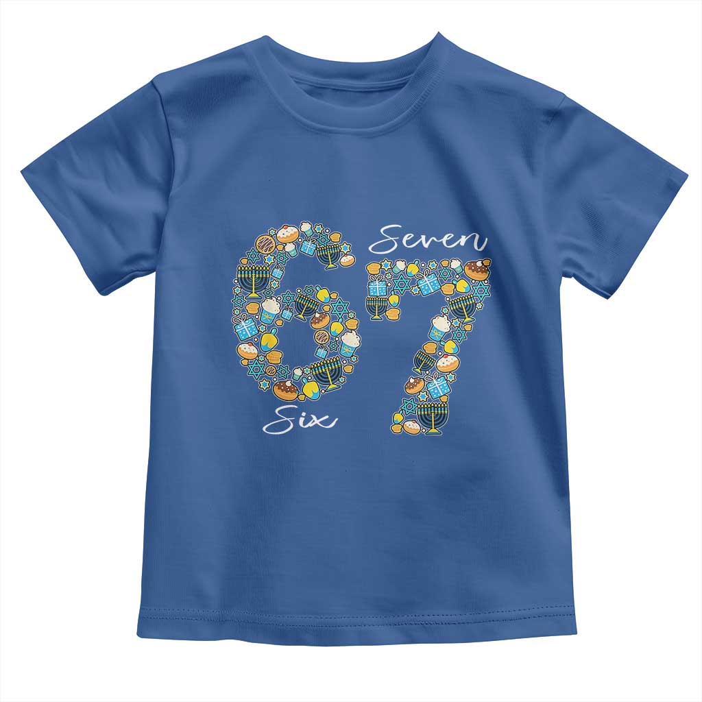 Funny Hanukkah 67 Toddler T Shirt Six Seven Meme Chanukah Dreidel Gelt Star Of David TS11 Royal Blue Print Your Wear